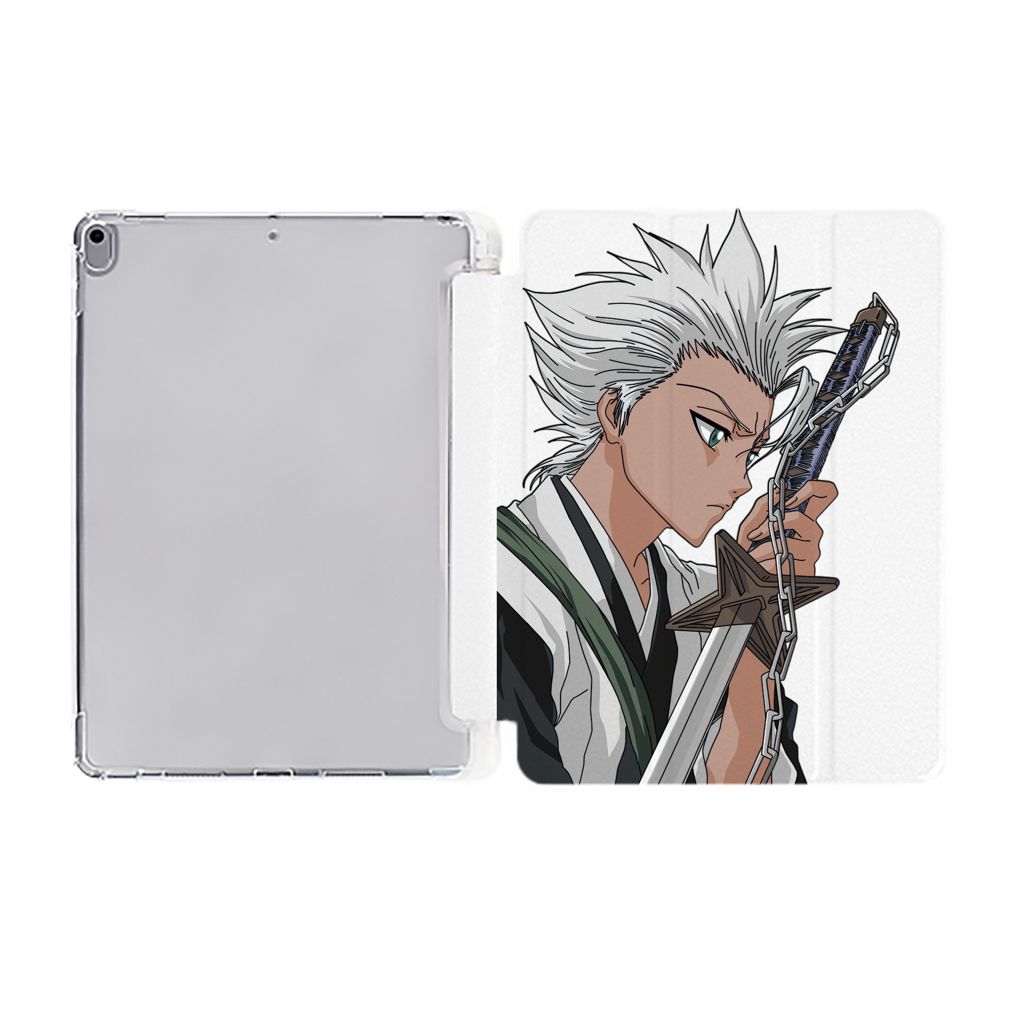 （画像用） ブリーチ 日番谷冬獅郎（ひつがや とうしろう） BLEACH Hitsugaya Toushirou IPad ケース ペン収納付き 三つ折りスタンド PUレザー×シリコン 対応機種9.5/10.5/10.9インチ